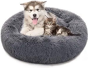 Round Long Plush Pet Beds